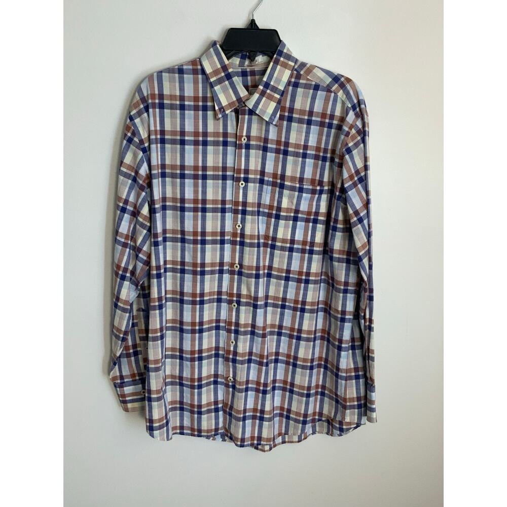 Peter Millar Men's Plaid Button down cotton shirt size large